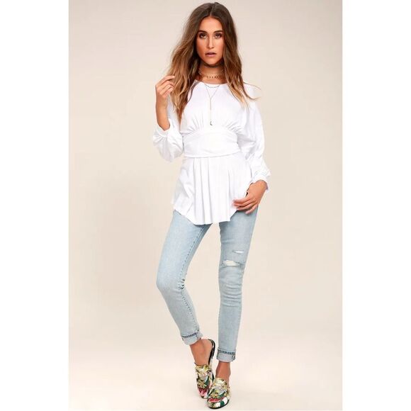 Free People Time Traveler White Long Sleeve Top XS - Picture 2 of 12